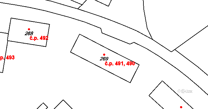 Zbýšov 490,491 na parcele st. 269 v KÚ Zbýšov u Oslavan, Katastrální mapa