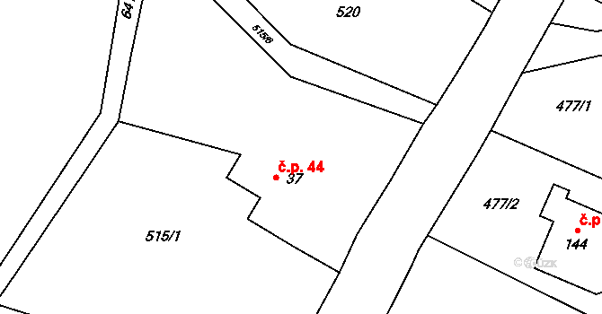 Arnultovice 44, Rudník na parcele st. 37 v KÚ Arnultovice, Katastrální mapa
