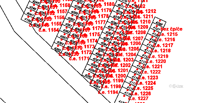 Kuřim 1192 na parcele st. 4086 v KÚ Kuřim, Katastrální mapa