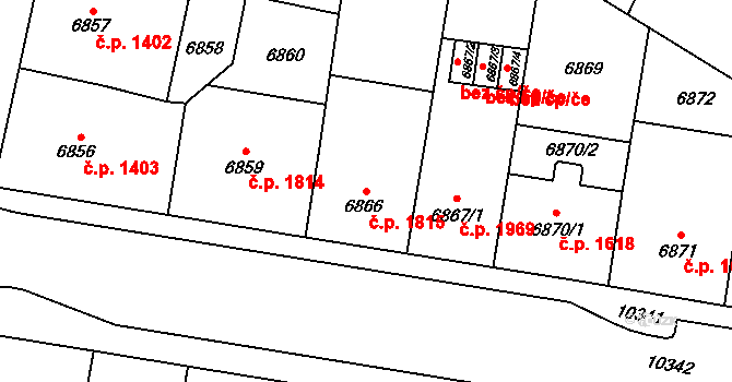 Jižní Předměstí 1815, Plzeň na parcele st. 6866 v KÚ Plzeň, Katastrální mapa