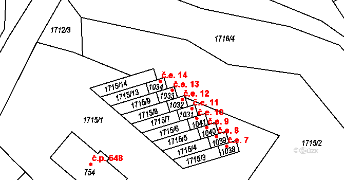 Boršice 13 na parcele st. 1033 v KÚ Boršice u Buchlovic, Katastrální mapa