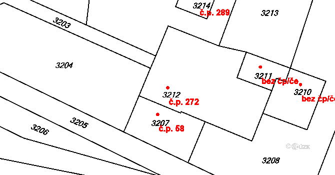 Třanovice 272 na parcele st. 3212 v KÚ Třanovice, Katastrální mapa