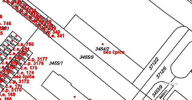 Vyškov-Předměstí 642, Vyškov na parcele st. 3454/3 v KÚ Vyškov, Katastrální mapa