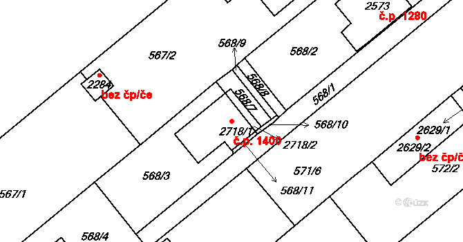 Neratovice 1400 na parcele st. 2718/1 v KÚ Neratovice, Katastrální mapa