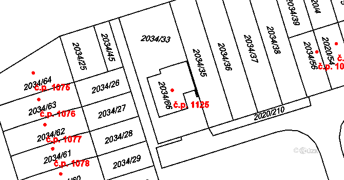 Holice 1125 na parcele st. 2034/66 v KÚ Holice v Čechách, Katastrální mapa