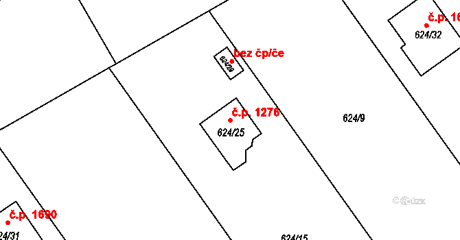 Ráj 1276, Karviná na parcele st. 624/25 v KÚ Ráj, Katastrální mapa