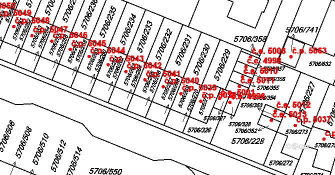 Jihlava 5040 na parcele st. 5706/267 v KÚ Jihlava, Katastrální mapa