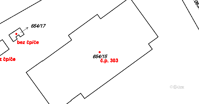 Velké Předměstí 303, Horšovský Týn na parcele st. 654/15 v KÚ Horšovský Týn, Katastrální mapa
