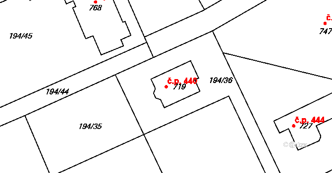 Černčice 440 na parcele st. 719 v KÚ Černčice u Loun, Katastrální mapa