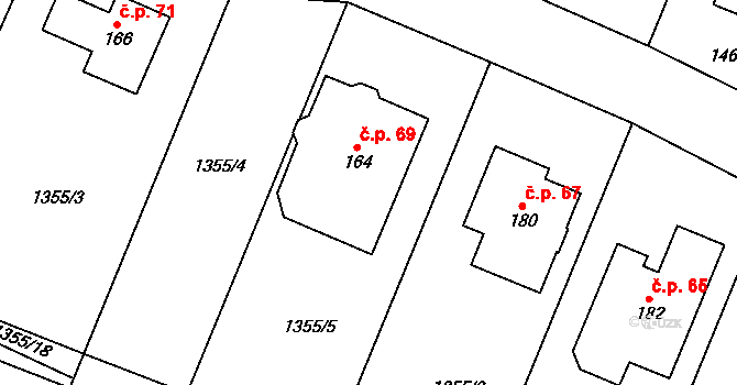 Čížov 69 na parcele st. 164 v KÚ Čížov u Jihlavy, Katastrální mapa