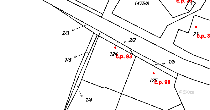 Lipenec 93, Lipno na parcele st. 124 v KÚ Lipenec, Katastrální mapa