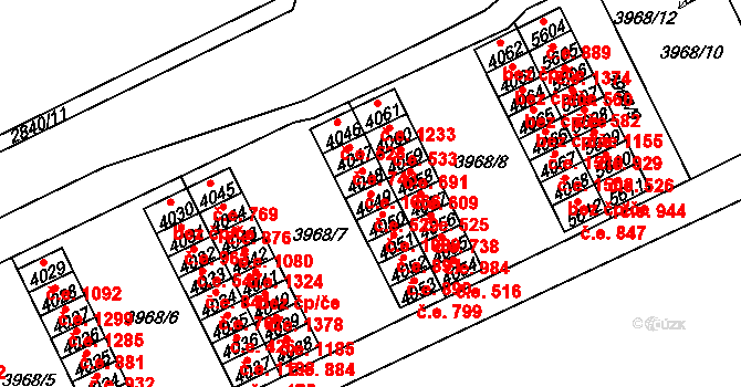 Chomutov 529 na parcele st. 4049 v KÚ Chomutov I, Katastrální mapa