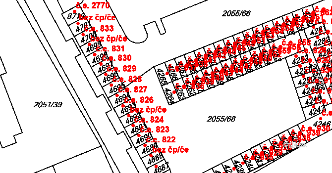 Hodonín 836 na parcele st. 4264 v KÚ Hodonín, Katastrální mapa