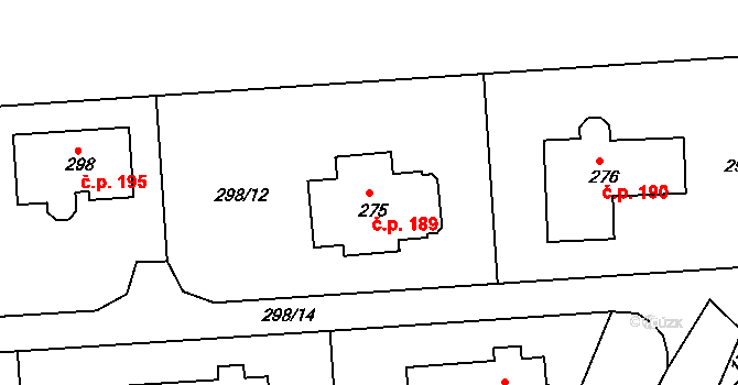 Děčín XXIV-Krásný Studenec 189, Děčín na parcele st. 275 v KÚ Krásný Studenec, Katastrální mapa