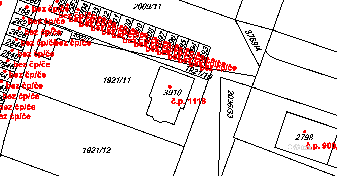 Žichlínské Předměstí 1118, Lanškroun na parcele st. 3910 v KÚ Lanškroun, Katastrální mapa