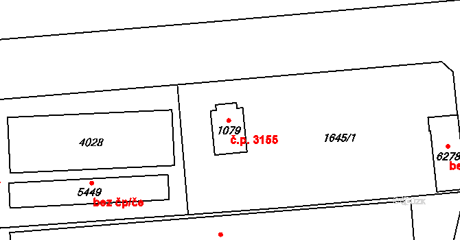 Šumperk 3155 na parcele st. 1079 v KÚ Šumperk, Katastrální mapa