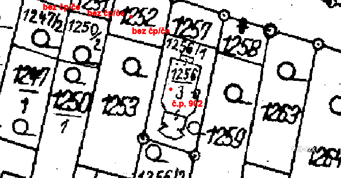 Kostelec na Hané 902 na parcele st. 1256/3 v KÚ Kostelec na Hané, Katastrální mapa