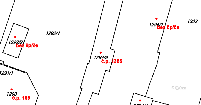 Mohelnice 1355 na parcele st. 1294/9 v KÚ Mohelnice, Katastrální mapa