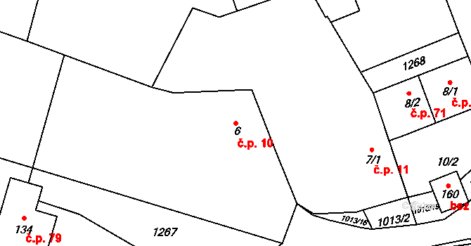 Milence 10, Dešenice na parcele st. 6 v KÚ Milence, Katastrální mapa
