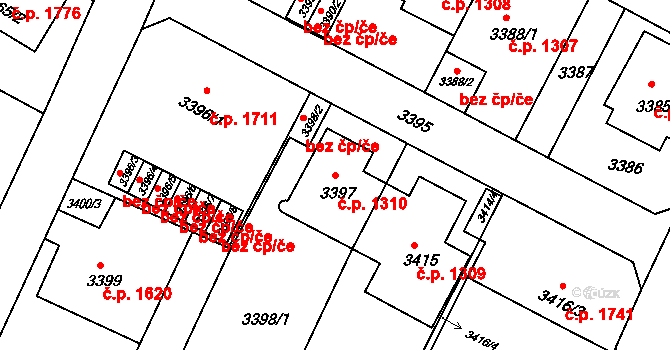 Předměstí 1310, Litoměřice na parcele st. 3397 v KÚ Litoměřice, Katastrální mapa