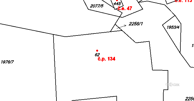 Pecerady 134, Týnec nad Sázavou na parcele st. 62 v KÚ Pecerady, Katastrální mapa
