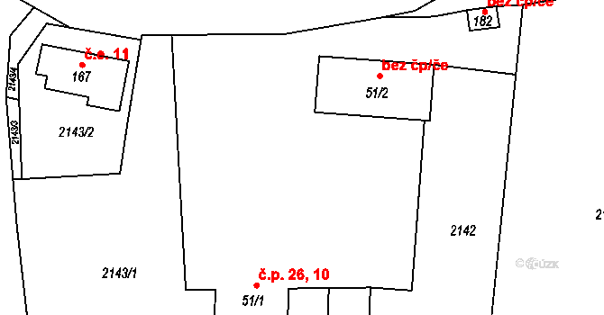 Nakvasovice 10,26, Čechtice na parcele st. 51/1 v KÚ Nakvasovice, Katastrální mapa
