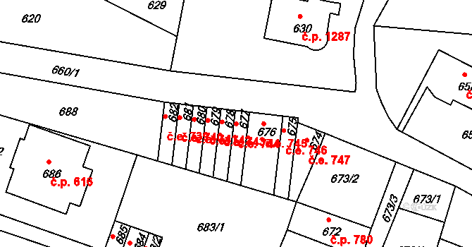Děčín IV-Podmokly 744, Děčín na parcele st. 677 v KÚ Podmokly, Katastrální mapa