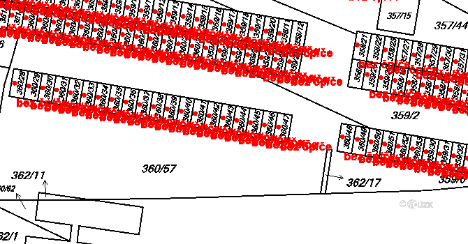 Rousínov 74 na parcele st. 360/44 v KÚ Rousínov u Vyškova, Katastrální mapa