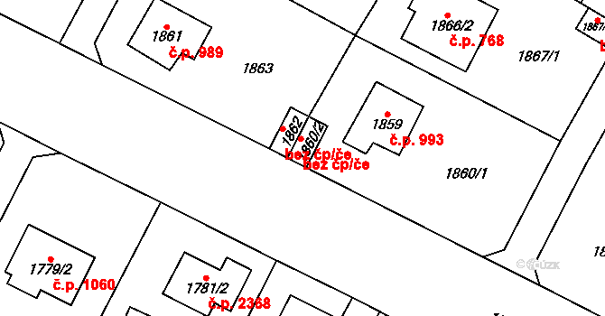 Černošice 41845251 na parcele st. 1860/2 v KÚ Černošice, Katastrální mapa