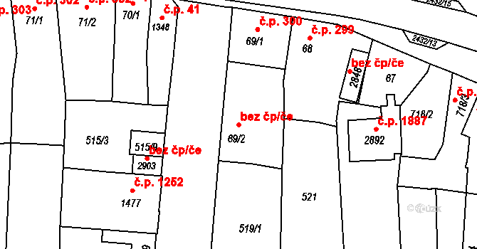 Hořice 42140251 na parcele st. 69/2 v KÚ Hořice v Podkrkonoší, Katastrální mapa
