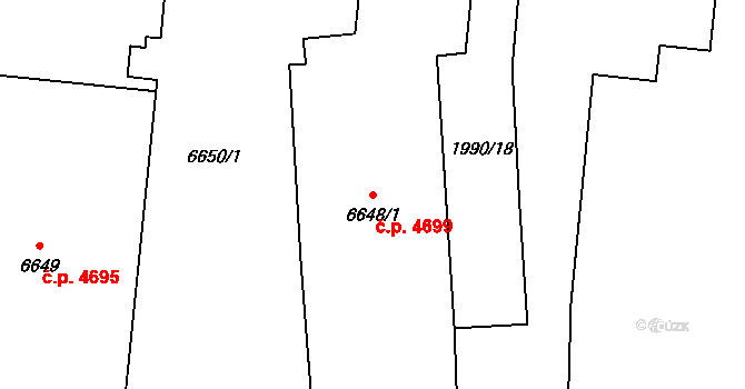 Zlín 4699 na parcele st. 6648/1 v KÚ Zlín, Katastrální mapa