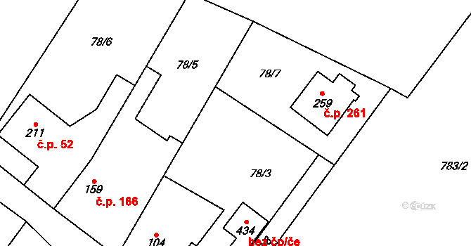 Záryby 43106251 na parcele st. 78/9 v KÚ Záryby, Katastrální mapa