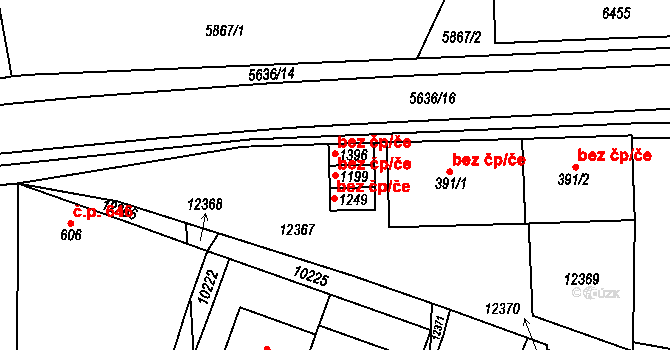 Hrušovany nad Jevišovkou 43500251 na parcele st. 1199 v KÚ Hrušovany nad Jevišovkou, Katastrální mapa