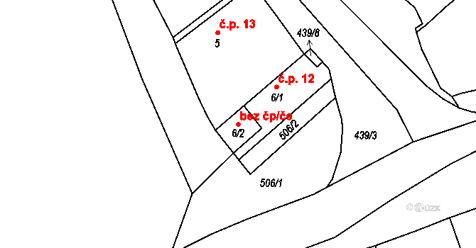 Slatiňany 43711251 na parcele st. 6/2 v KÚ Kunčí, Katastrální mapa