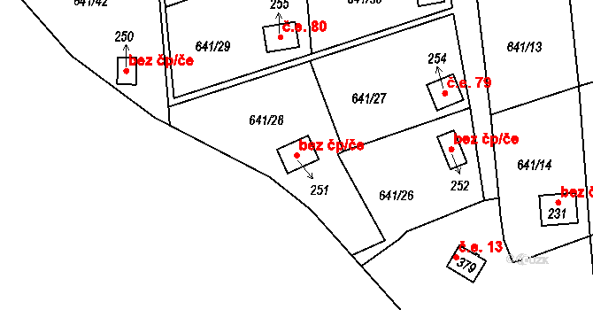 Kaplice 44281251 na parcele st. 251 v KÚ Blansko u Kaplice, Katastrální mapa