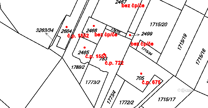 Kateřinky 722, Opava na parcele st. 783 v KÚ Kateřinky u Opavy, Katastrální mapa