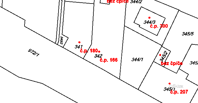 Komárov 166, Opava na parcele st. 342 v KÚ Komárov u Opavy, Katastrální mapa