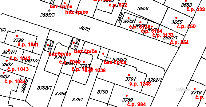 Brno 45545251 na parcele st. 3792/2 v KÚ Žabovřesky, Katastrální mapa