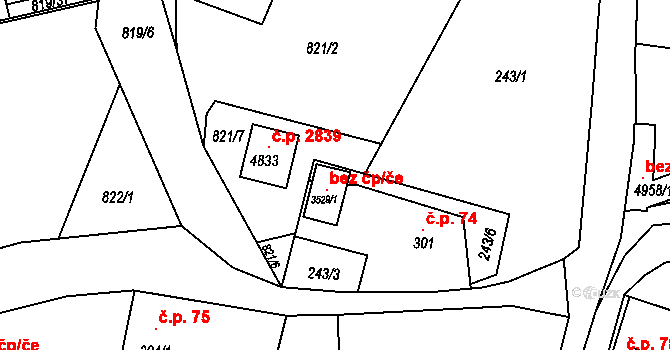 Rožnov pod Radhoštěm 45678251 na parcele st. 3529/1 v KÚ Rožnov pod Radhoštěm, Katastrální mapa