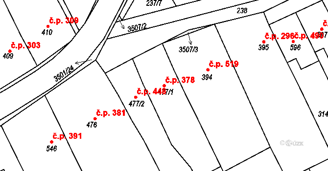 Březolupy 378 na parcele st. 477/1 v KÚ Březolupy, Katastrální mapa