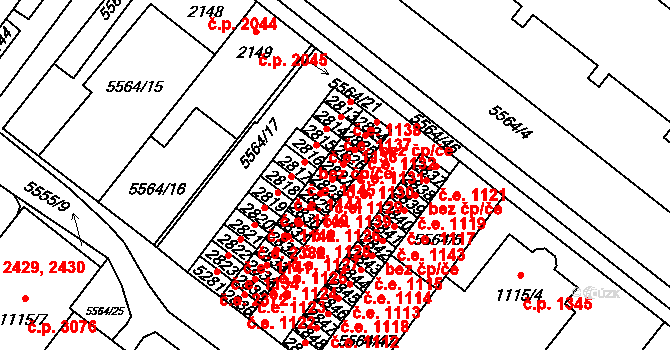 Žatec 47058251 na parcele st. 2827 v KÚ Žatec, Katastrální mapa
