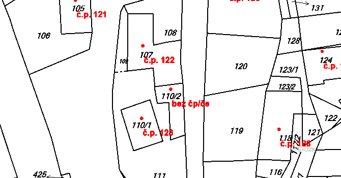 Zákupy 47686251 na parcele st. 110/2 v KÚ Zákupy, Katastrální mapa
