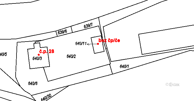 Poběžovice 47701251 na parcele st. 640/11 v KÚ Poběžovice u Domažlic, Katastrální mapa
