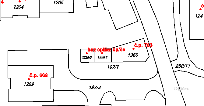 Ostrava 47958251 na parcele st. 1226/1 v KÚ Muglinov, Katastrální mapa