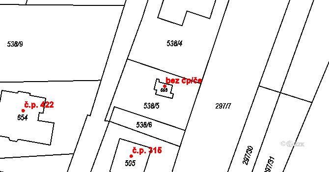Dolní Lhota 48027251 na parcele st. 698 v KÚ Dolní Lhota u Ostravy, Katastrální mapa