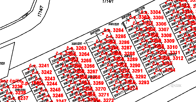 Prostřední Suchá 3281, Havířov na parcele st. 2081/110 v KÚ Prostřední Suchá, Katastrální mapa