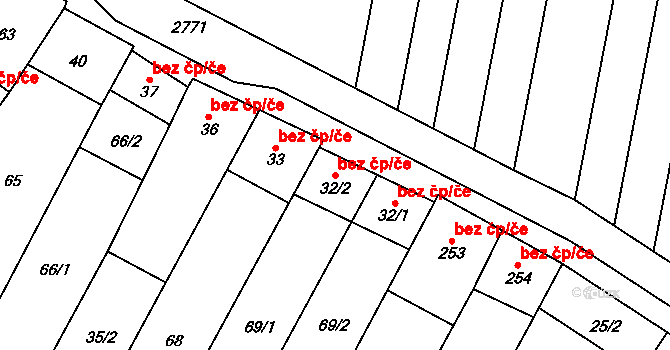 Blatnička 49923251 na parcele st. 32/2 v KÚ Blatnička, Katastrální mapa