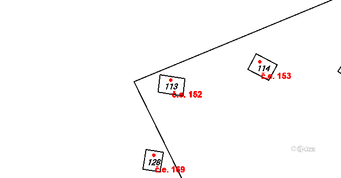 Chrást 152, Kovářov na parcele st. 113 v KÚ Chrást u Zahořan, Katastrální mapa