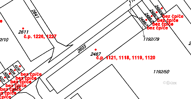 Beroun-Město 1118,1119,1120,1121, Beroun na parcele st. 2487 v KÚ Beroun, Katastrální mapa