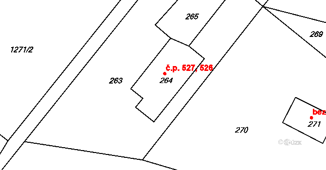 Chrást 526,527 na parcele st. 264 v KÚ Chrást u Plzně, Katastrální mapa